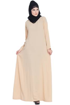 Fawn kashibo Simple A Line Abaya With Side Pockets 1