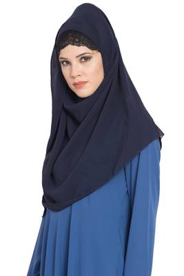 Navy Blue Georgette Ready To Wear-Instant Hijabs 3
