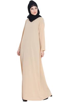 Fawn kashibo Simple A Line Abaya With Side Pockets 2