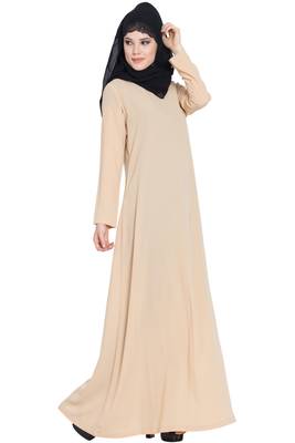 Fawn kashibo Simple A Line Abaya With Side Pockets 3