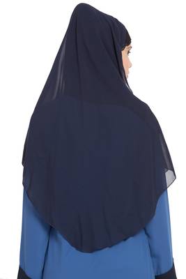 Navy Blue Georgette Ready To Wear-Instant Hijabs 4