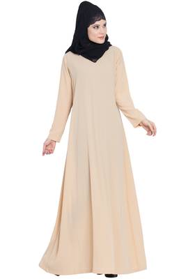 Fawn kashibo Simple A Line Abaya With Side Pockets 4