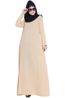 Fawn kashibo Simple A Line Abaya With Side Pockets 5