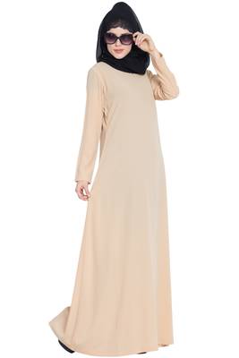 Fawn kashibo Simple A Line Abaya With Side Pockets 6
