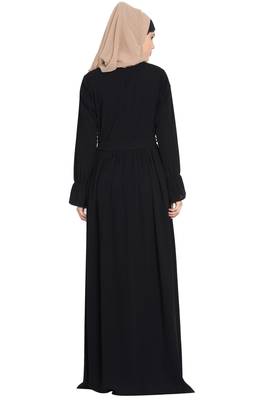 Black kashibo Simple Yet Very Elegant Dress Abaya With Matching Belt 6