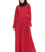 Red kashibo Simple Yet Very Elegant Dress Abaya With Matching Belt
