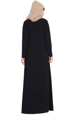 Black kashibo Abaya Dress With Extra Two Layers On Yoke 5