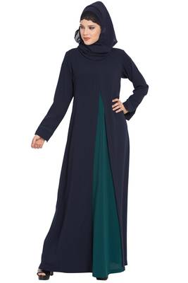 Navy Blue kashibo Whimsical Dress Abaya In Dual Color With Zipper 1
