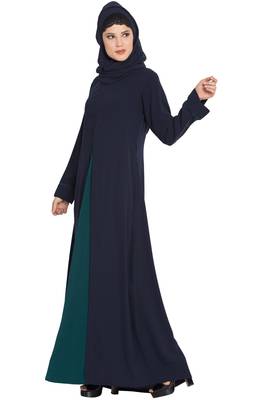 Navy Blue kashibo Whimsical Dress Abaya In Dual Color With Zipper 3