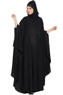 Black Nida Embroidered Irani Kaftan Abaya 2