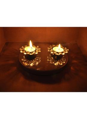 HND00327 Lalhaveli Indian Traditional Designer Home Decorative Crystal candle Holder 1
