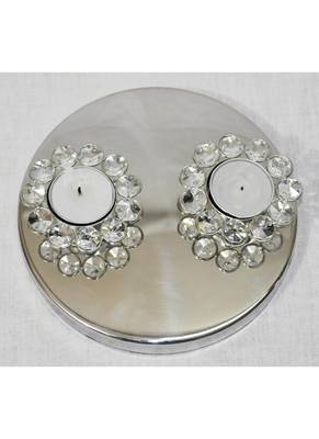 HND00327 Lalhaveli Indian Traditional Designer Home Decorative Crystal candle Holder 3