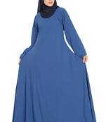 Blue Nida Umbrella Cut Abaya With Designer Sleeves