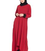 Red Nida Dress Abaya With Detatchable Shawl