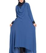 Blue Nida Dress Abaya With Detatchable Shawl