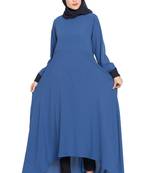 Blue Nida Dress Abaya With Asymmetrical Pattern