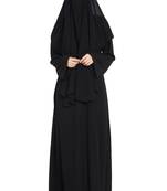 Black Georgette 3 Piece Burqa Set With Nose Piece And Nequab