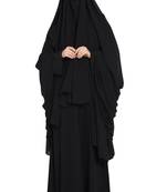 Black Georgette 4 Piece Burqa Set With Nose Piece And Chador