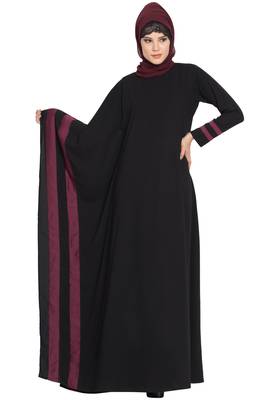 Black Nida Faiqa Designer Kaftan Abaya With Different Sides 1