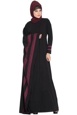 Black Nida Faiqa Designer Kaftan Abaya With Different Sides 2