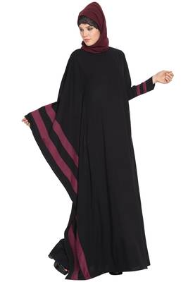 Black Nida Faiqa Designer Kaftan Abaya With Different Sides 3