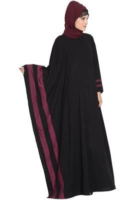 Black Nida Faiqa Designer Kaftan Abaya With Different Sides 4