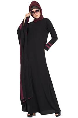 Black Nida Faiqa Designer Kaftan Abaya With Different Sides 5