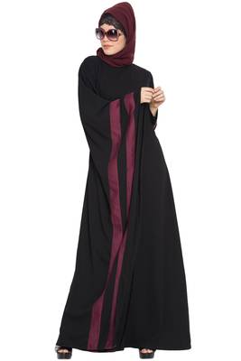 Black Nida Faiqa Designer Kaftan Abaya With Different Sides 6