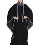 Black kashibo Kaftan Abaya With Grey Borders