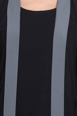 Black kashibo Kaftan Abaya With Grey Borders 5
