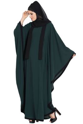 Green kashibo Kaftan Abaya With Black Borders 2