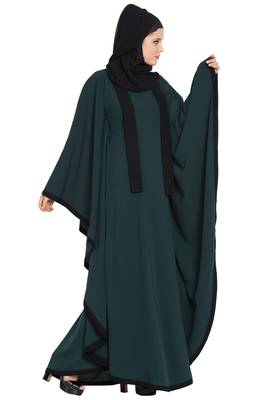 Green kashibo Kaftan Abaya With Black Borders 3