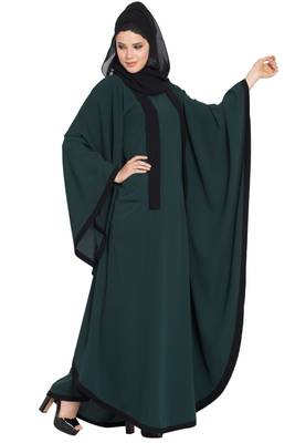 Green kashibo Kaftan Abaya With Black Borders 4