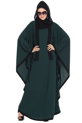 Green kashibo Kaftan Abaya With Black Borders 5
