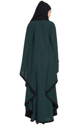 Green kashibo Kaftan Abaya With Black Borders 6