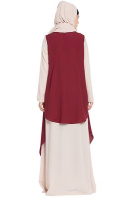 Maroon Aida Sleeveless Free Size Shrug For Any Abaya 6
