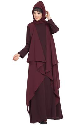 Wine Aida Sleeveless-Free Size Shrug For Any Abaya 2