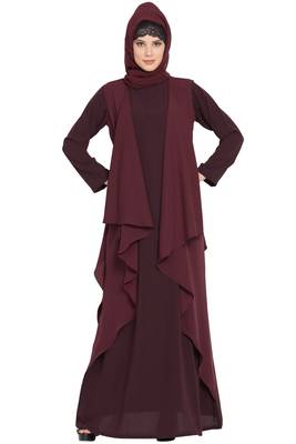 Wine Aida Sleeveless-Free Size Shrug For Any Abaya 6