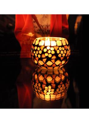 Mosaic Glass Tealight Votive candle Holder 3 Inch 3