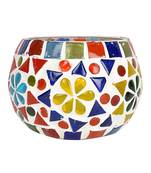 Mosaic Glass Diya Round candle Holder 3 Inches