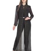 Black Embroidered Georgette Ethnic Kurtis