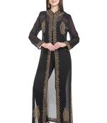 Black Embroidered Georgette Ethnic Kurtis
