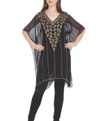Black Embroidered Georgette Ethnic Kurtis