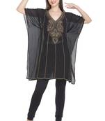 Black Embroidered Georgette Ethnic Kurtis