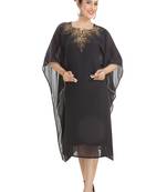 Black Embroidered Georgette Ethnic Kurtis