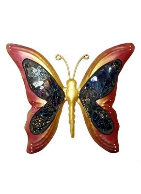 Lal Haveli Peach Handcrafted Wrought Iron Butterfly Wall Decoration 9 X 10 inches 1