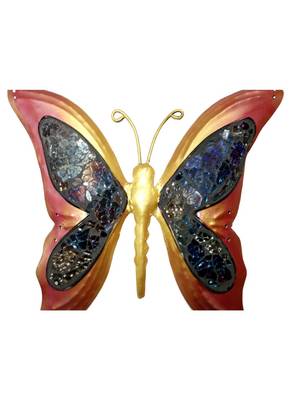 Lal Haveli Peach Handcrafted Wrought Iron Butterfly Wall Decoration 9 X 10 inches 2