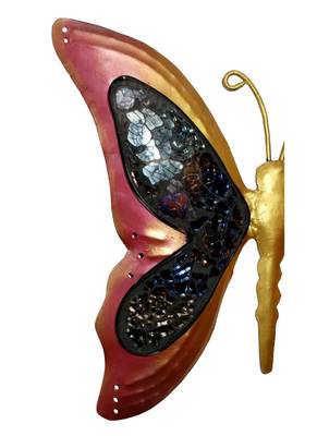 Lal Haveli Peach Handcrafted Wrought Iron Butterfly Wall Decoration 9 X 10 inches 3