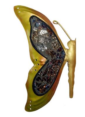 Yellow Handcrafted Wrought Iron Butterfly Wall Decoration 9 X 10 Inches 3