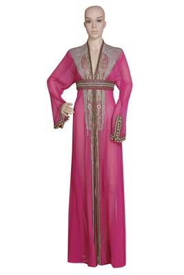 pink embroidered georgette islamic kaftans 1